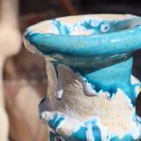 Vase sculpture tamegroute blue turquoise enameled wabi-sabi