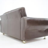 1970s Danish Brown Leather 2 Seater Sofa