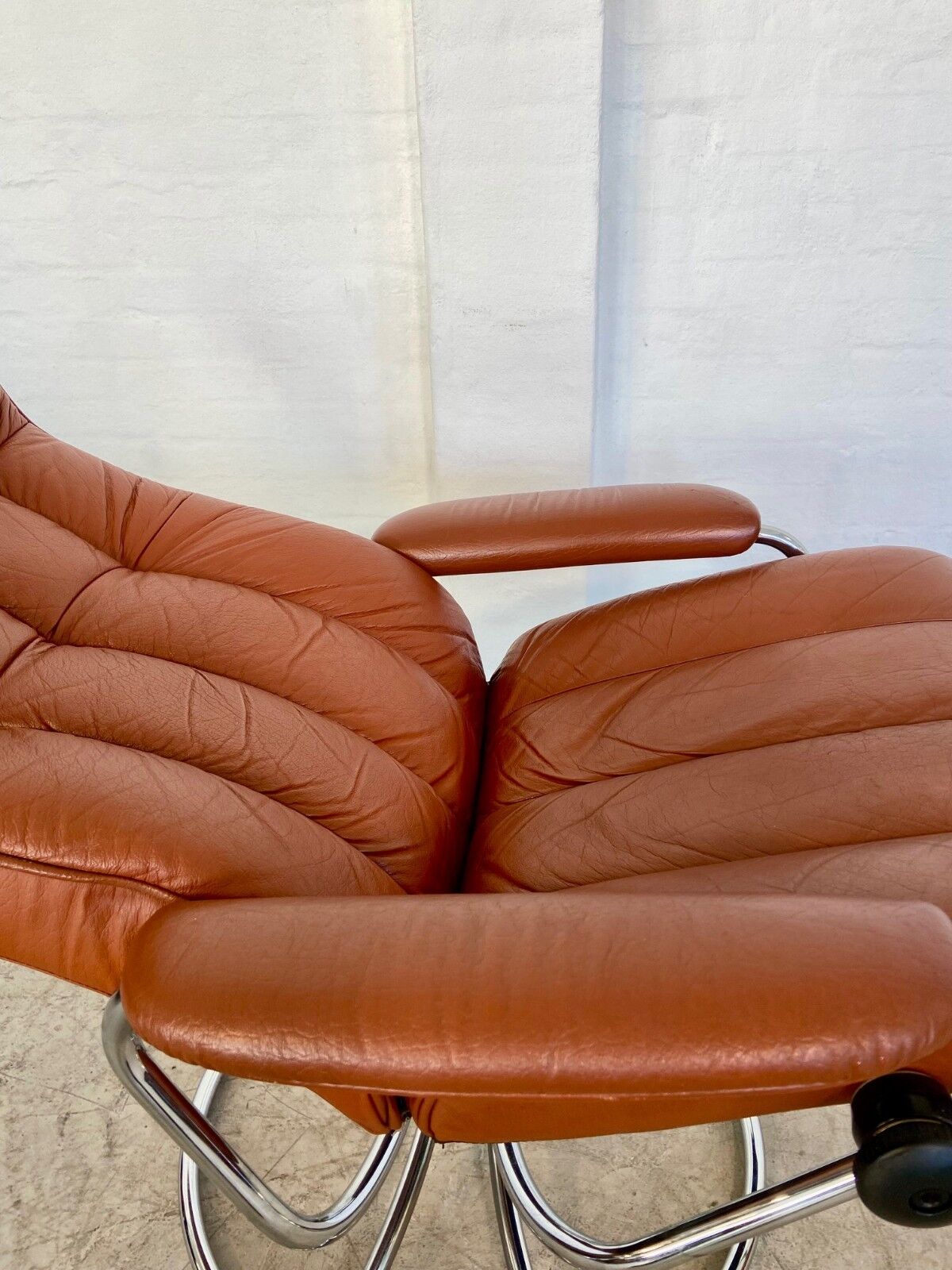 Vintage retro Ekornes Stressless reclining lounge chair & stool 1960s