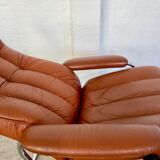 Vintage retro Ekornes Stressless reclining lounge chair & stool 1960s