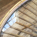 Vintage glass and rattan table