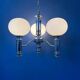 Mid-Century opaline glass chandelier with chrome structure