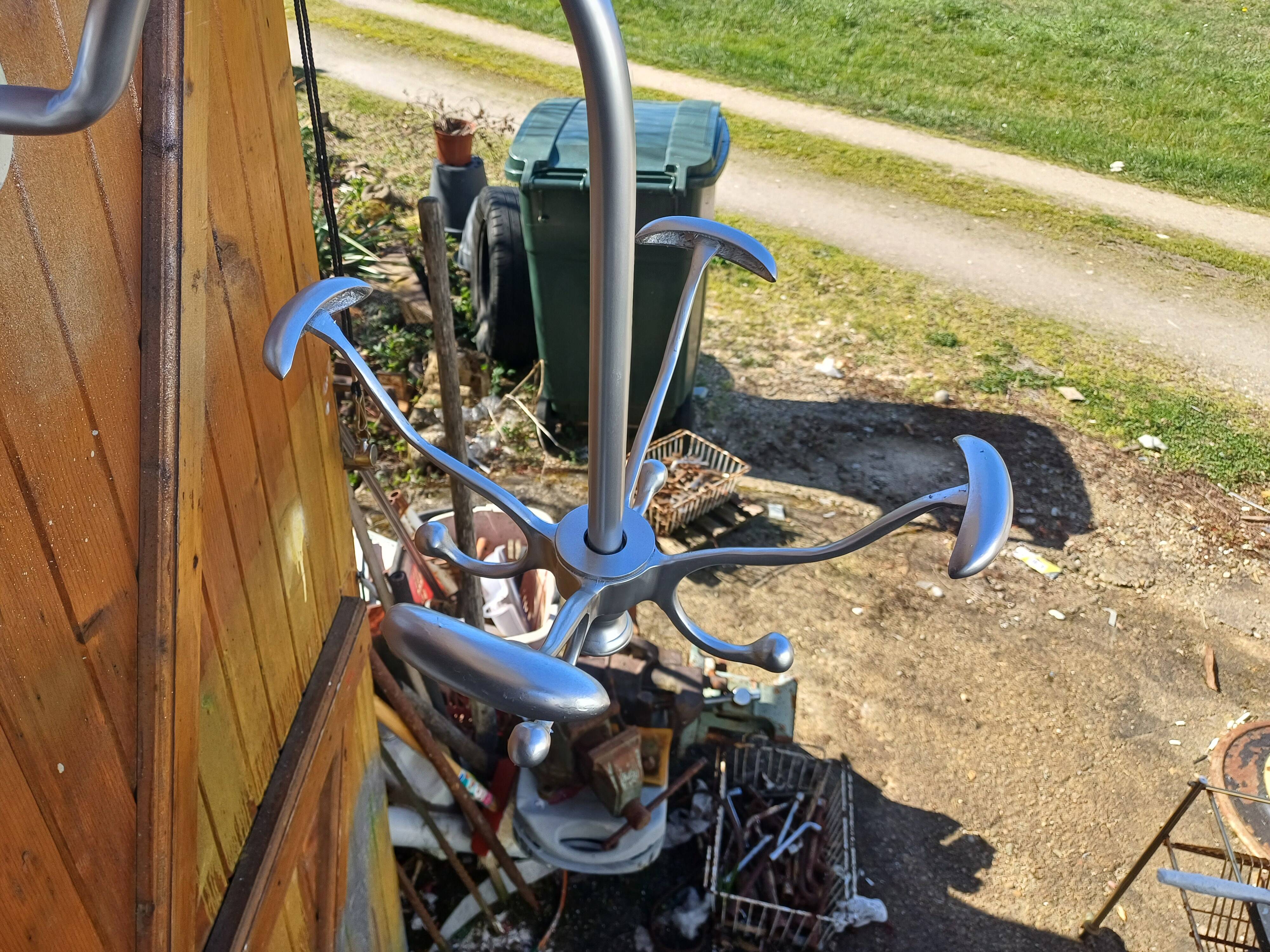 Chrome Metal Wall Coat Rack with Turnstile