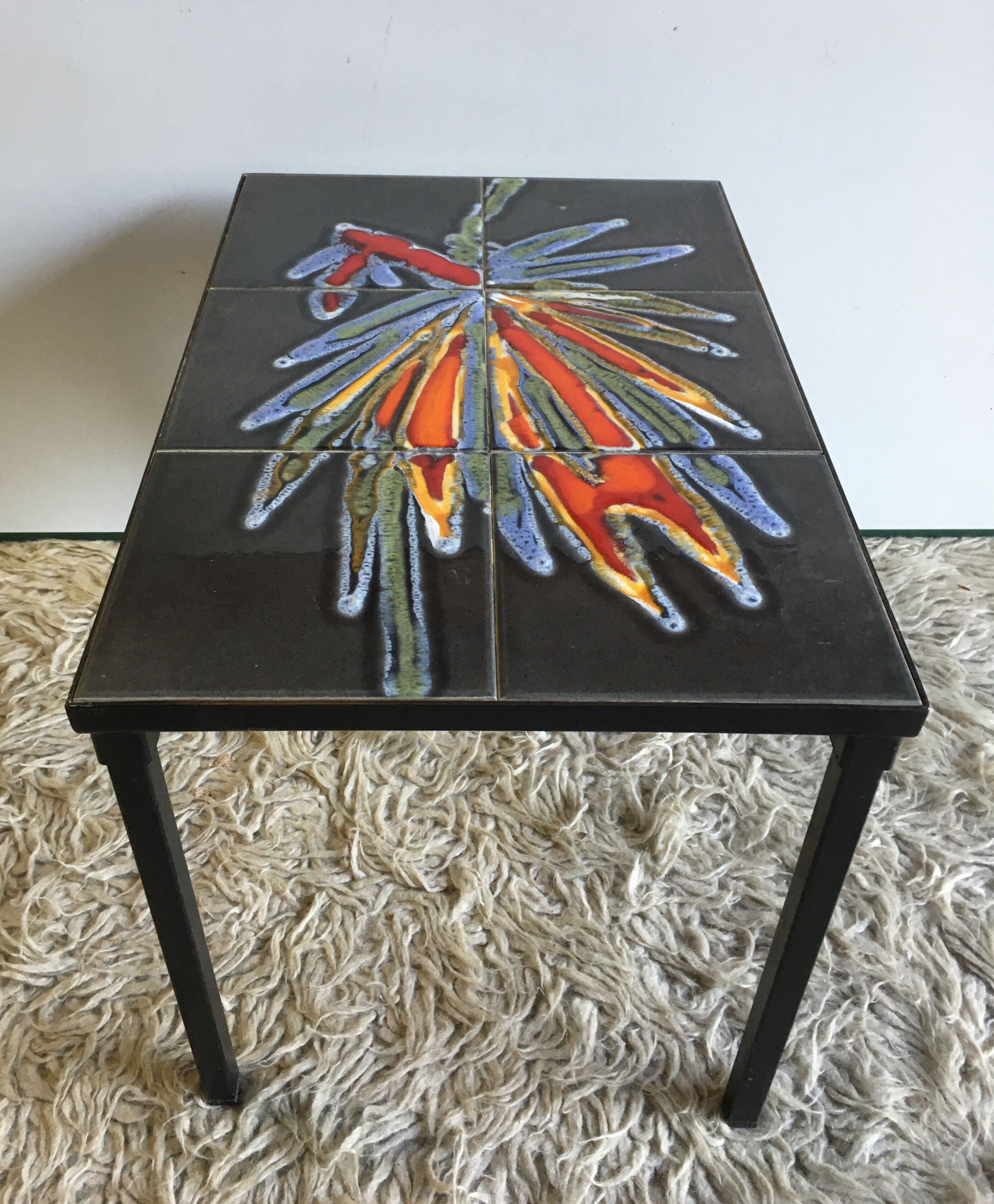 Metal and ceramic coffee table - 60s