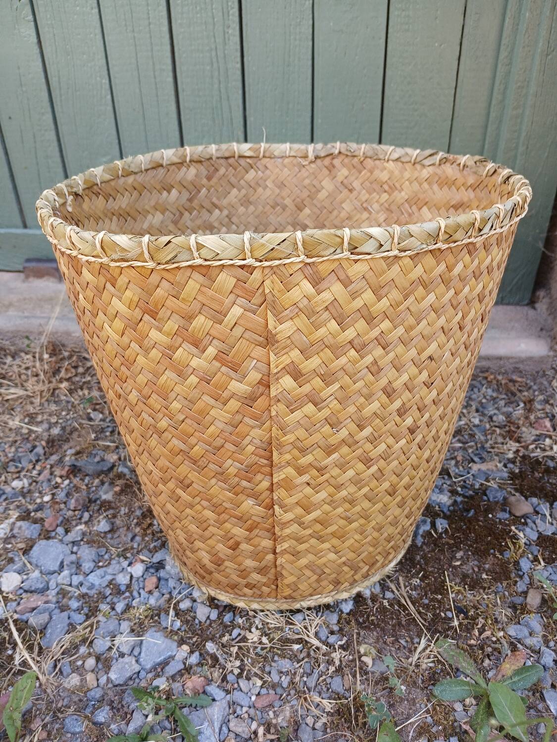 Woven straw basket