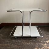 White trolley Italian design side table 1970