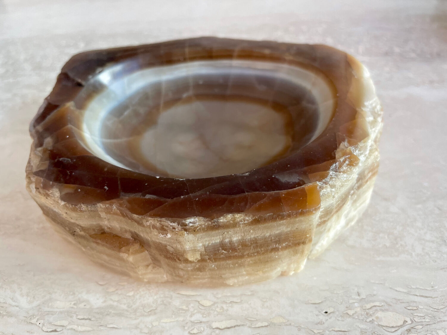 Brutalist vintage onyx marble ashtray