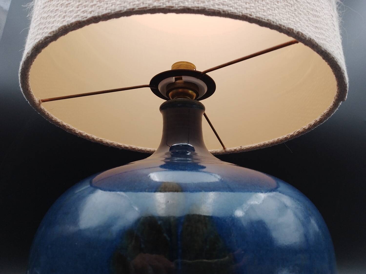 Sandstone and ash enamel lamp by Mireille and Noël Dailler Blanot circa 1970