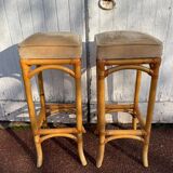 Pair of rattan wicker bar stools