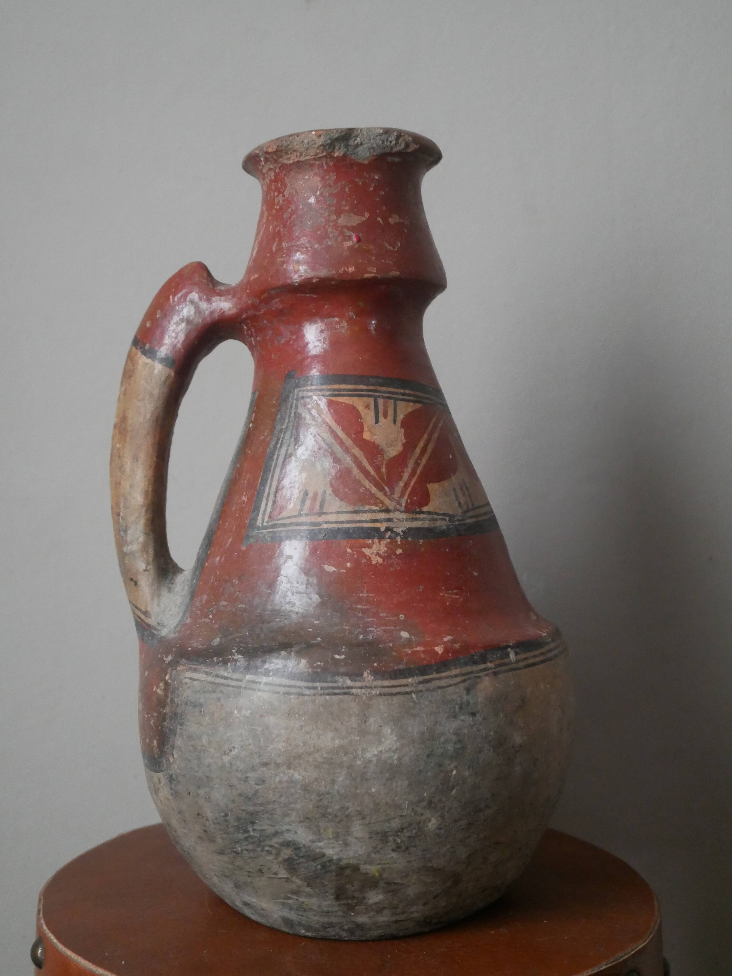 Old Berber pottery handcrafted ethnic tribal antique terracotta