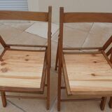 4 chaises en bois vintage vernis Pliables dessus totalement restaurées