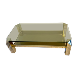 table basse de belgo Chrome, années 70 Plaquée or