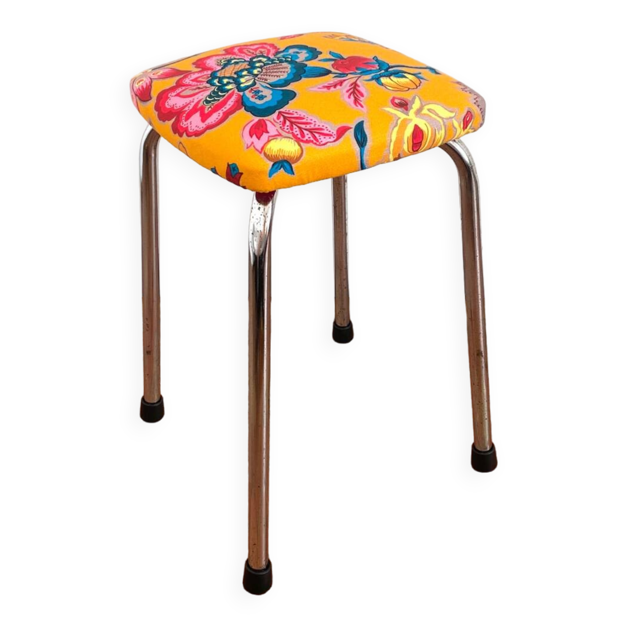 Vintage stool - Upcycling - tapestry - Romy Yellow