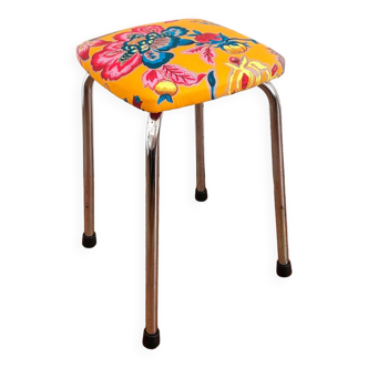 Tabouret vintage - Upcycling - tapisserie - Romy Jaune