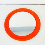 Red circular wall mirror 45x45cm Germany 1970s