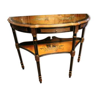 Console service with lacquered decoration on a golden background China signed A. Morand 1907