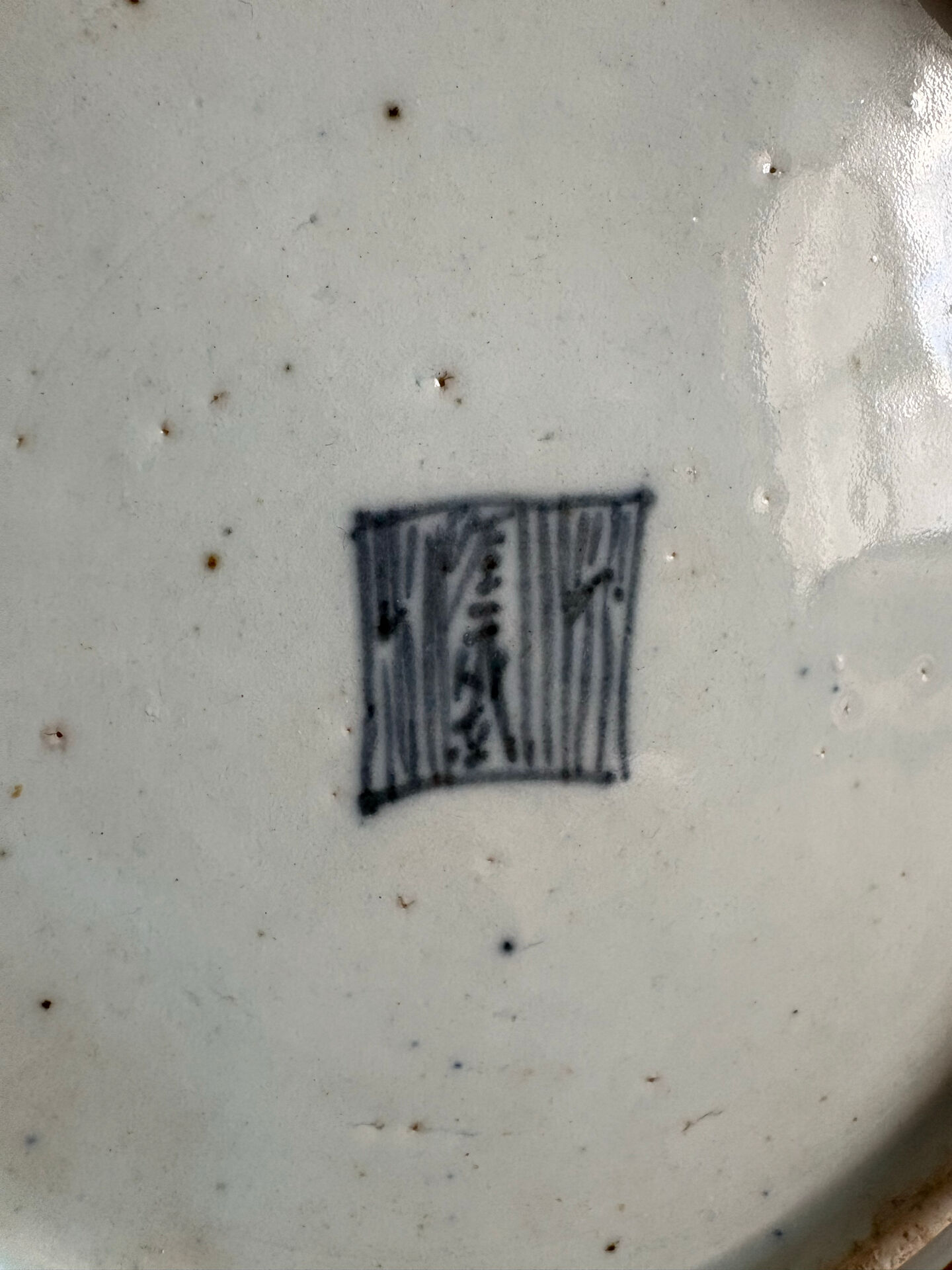 Antique celadon porcelain plate from Canton, China (1820-1850)