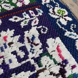 Romanian floral rug with pigeons handwoven in wool