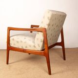 Pair of Scandinavian armchairs in teak and new fabric, 1960.