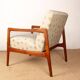 Pair of Scandinavian armchairs in teak and new fabric, 1960.