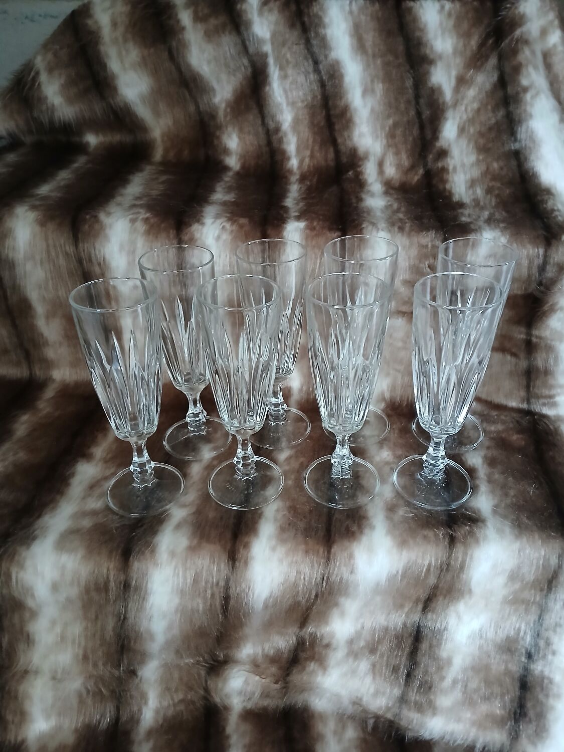 8 antique champagne flutes