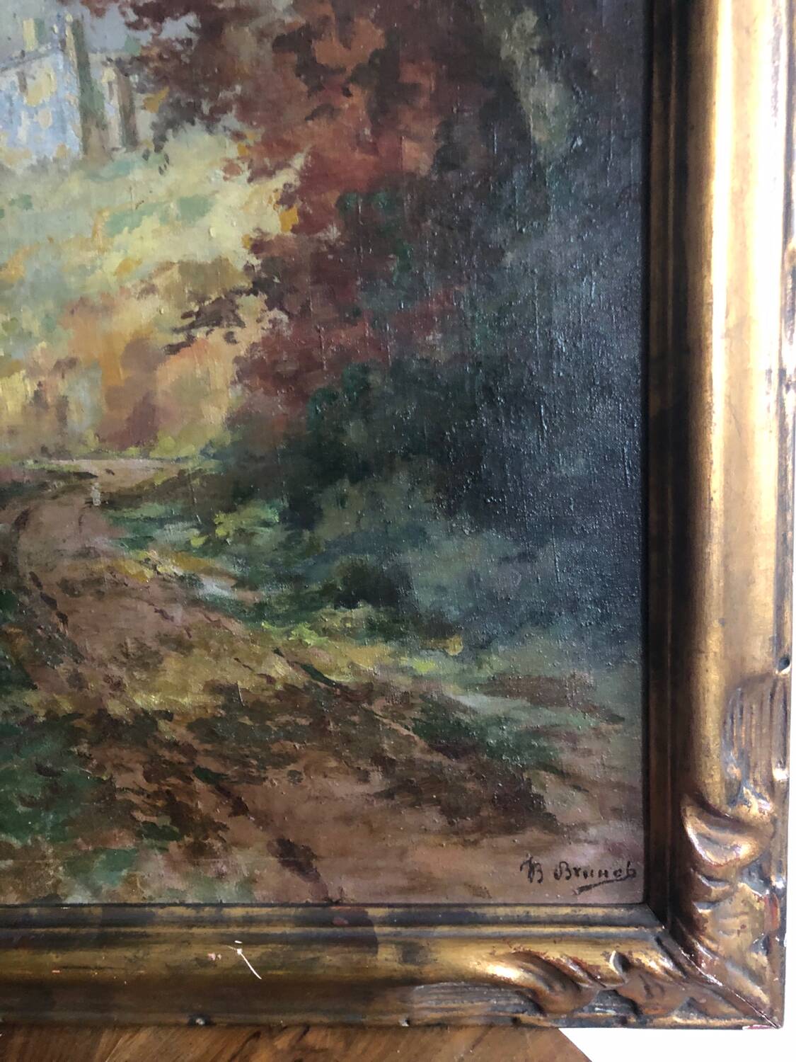 Oil on canvas 19th century landscape by Brunot