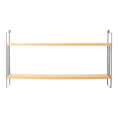 WHB wall shelf with ash wood shelves and black metal frame