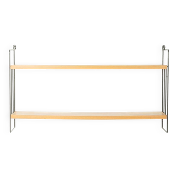 WHB wall shelf with ash wood shelves and black metal frame