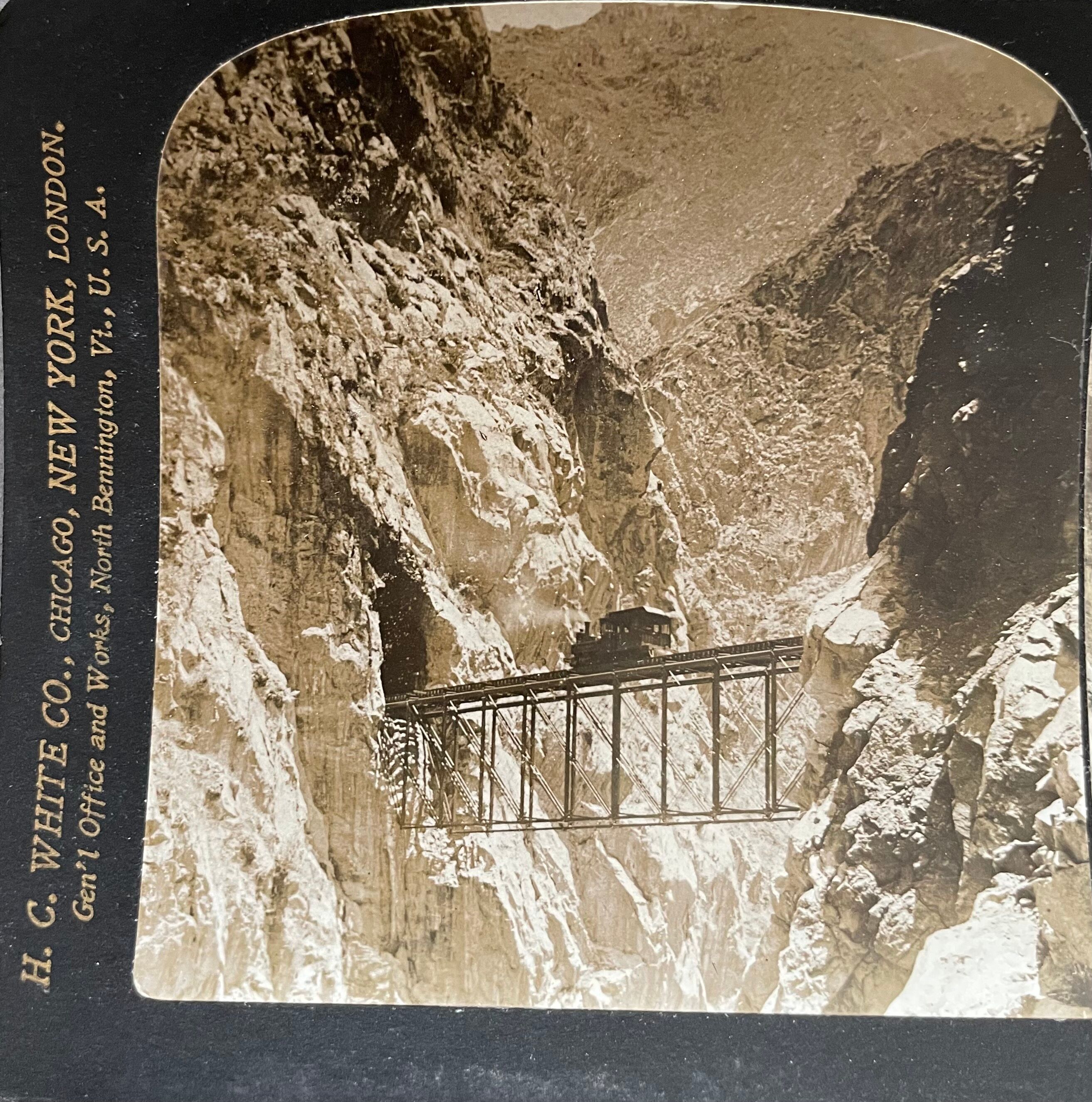 Old photography stereo, stereograph, luxury albumine 1903 Gorge d'Infurnilllo, Peru