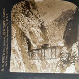 Old photography stereo, stereograph, luxury albumine 1903 Gorge d'Infurnilllo, Peru