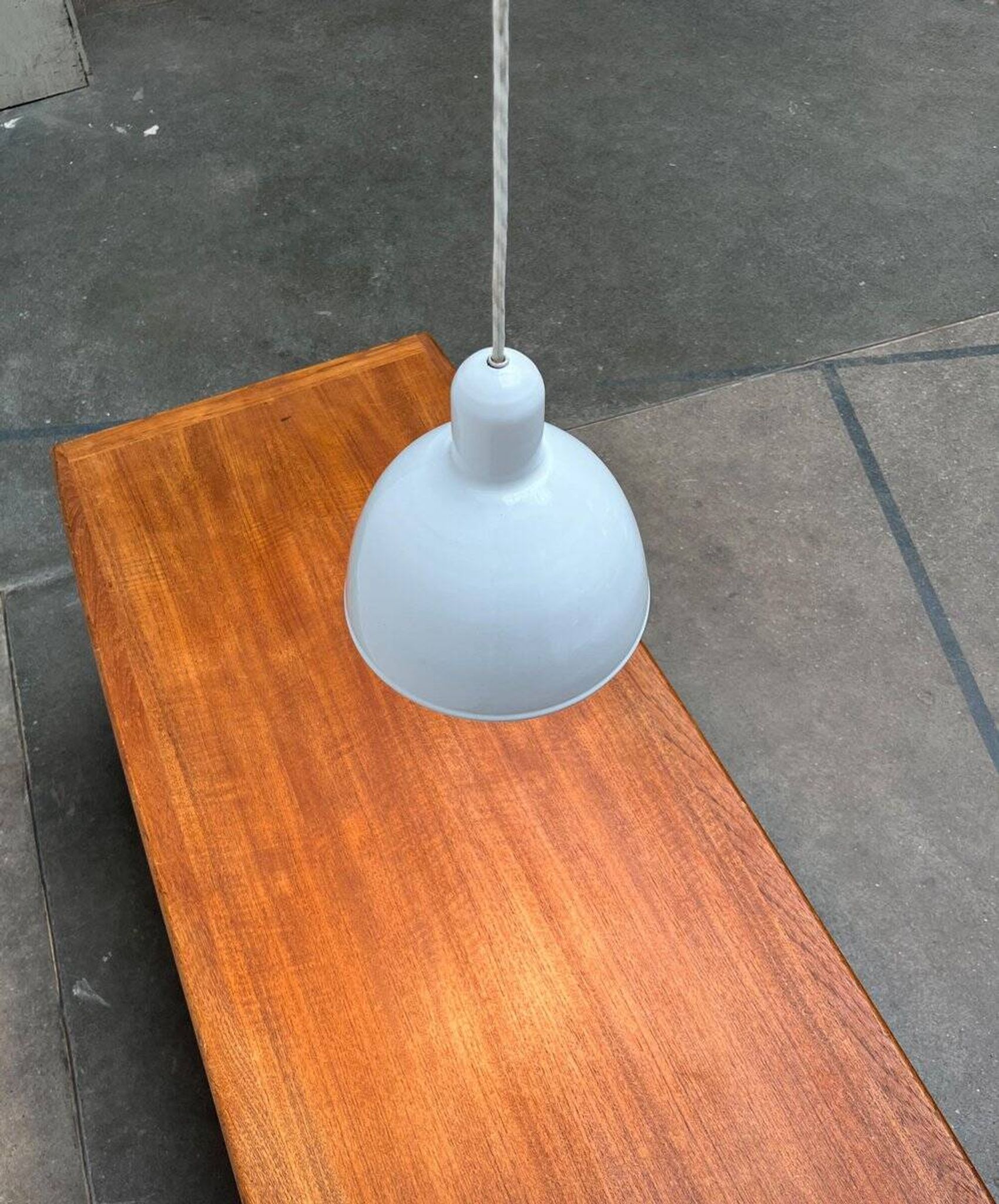 Vintage Danish enamelled pendant lamp model ES by Edgar Schlaefle for Louis Poulsen, 1980s.