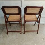Vintage folding cane and wood chairs