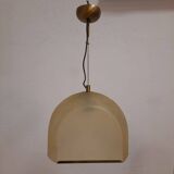 Pair of Lamperti vintage chandeliers in fiberglass and brass