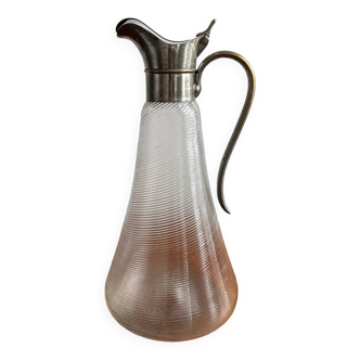 Vintage decanter / pitcher in glass and silver metal