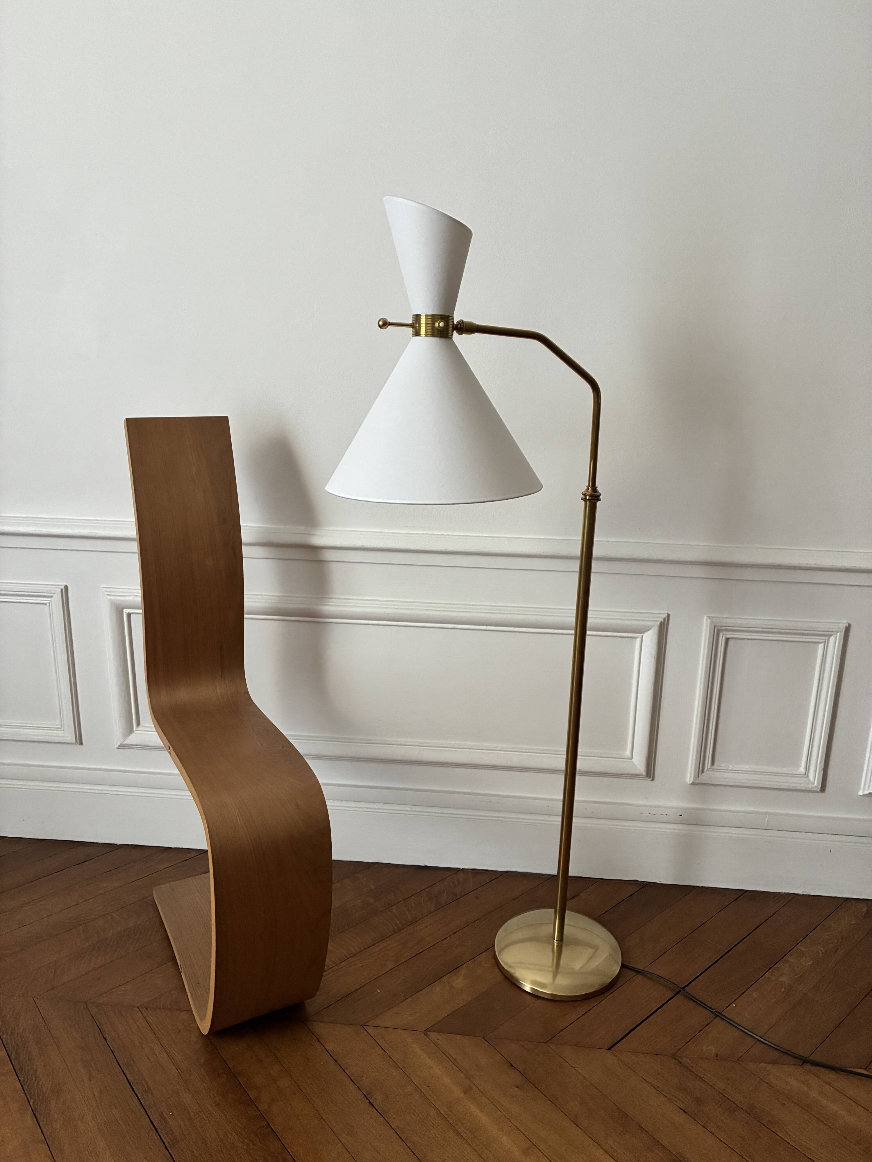 Adjustable Diabolo floor lamp in brass - 1950s
