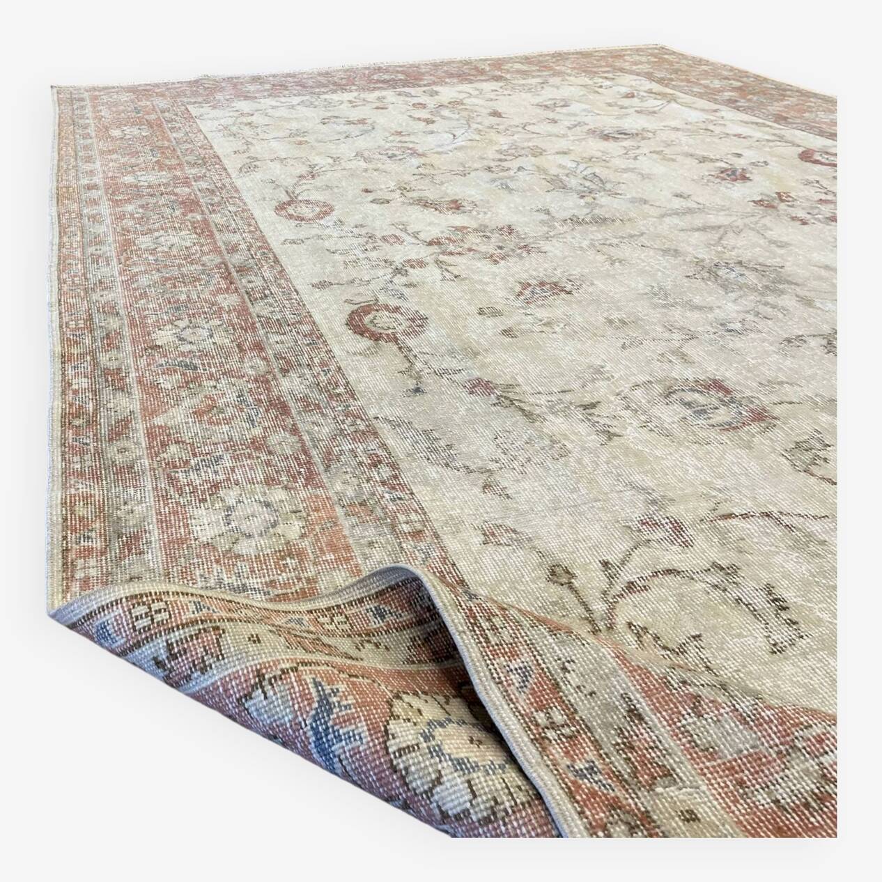 Vintage Large Pastel Carpet with Flowers