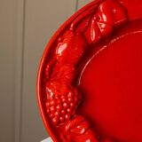 XL red ceramic plate oval 1980s - fruit relief - Mid Century design - Italian craftsmanship