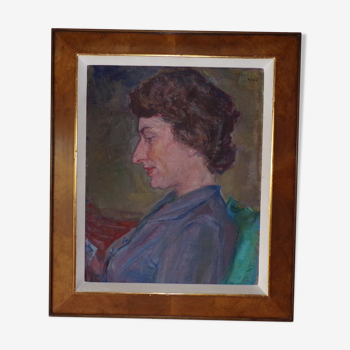 Portrait on canvas from 1960 signed