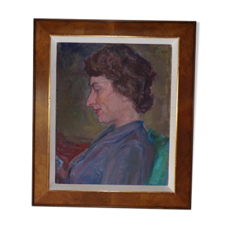 Portrait sur toile de 1960 signé