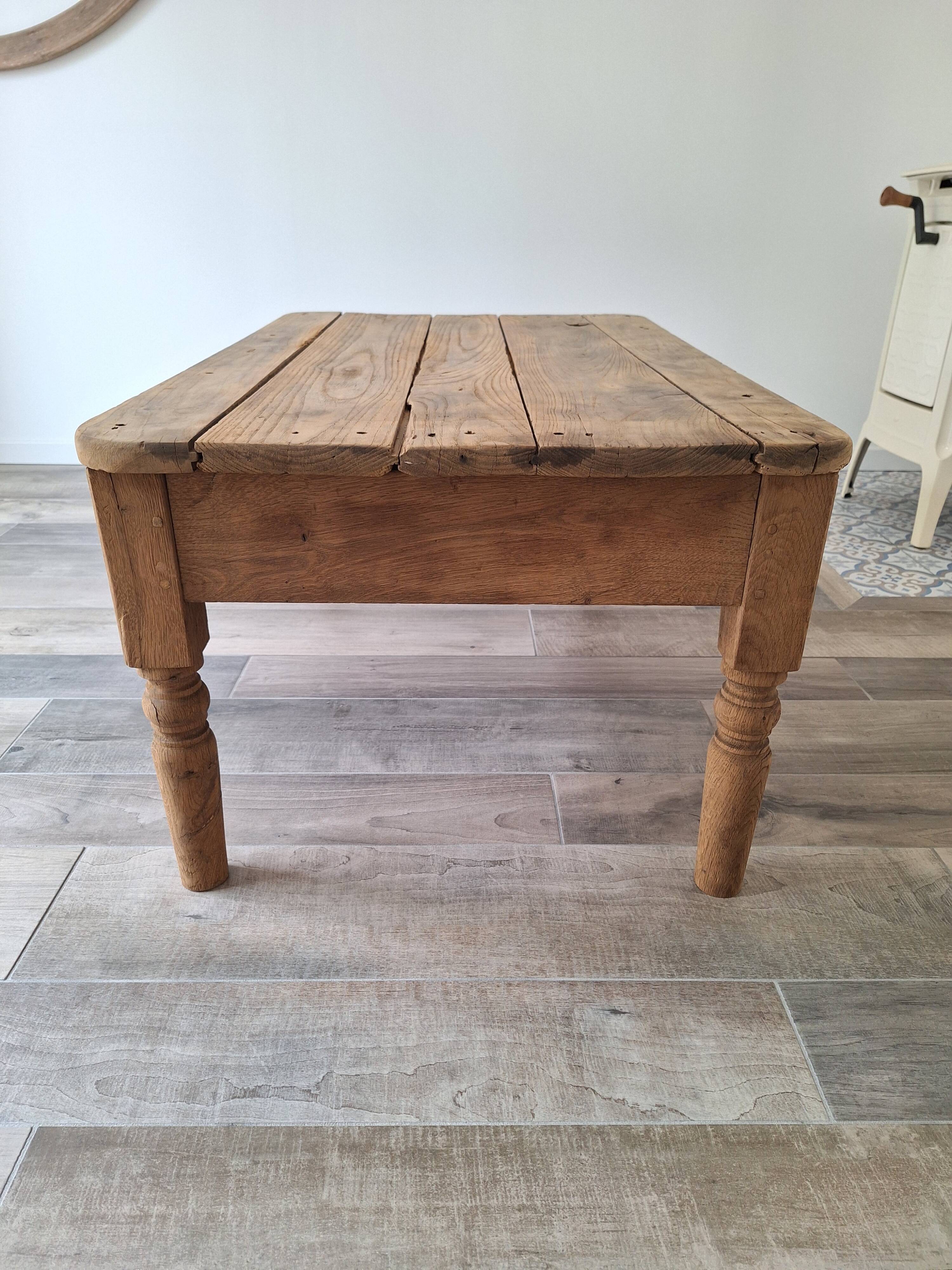 Table basse de ferme style campagne en chêne