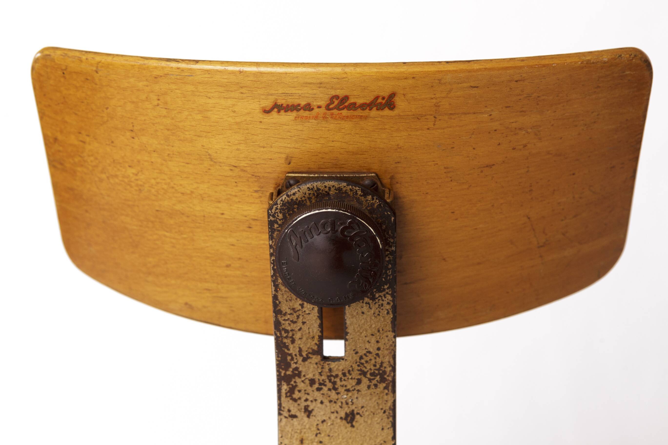 Chaise pivotante industrielle Ama Elastik – Design Bauhaus vintage des années 1950, bois