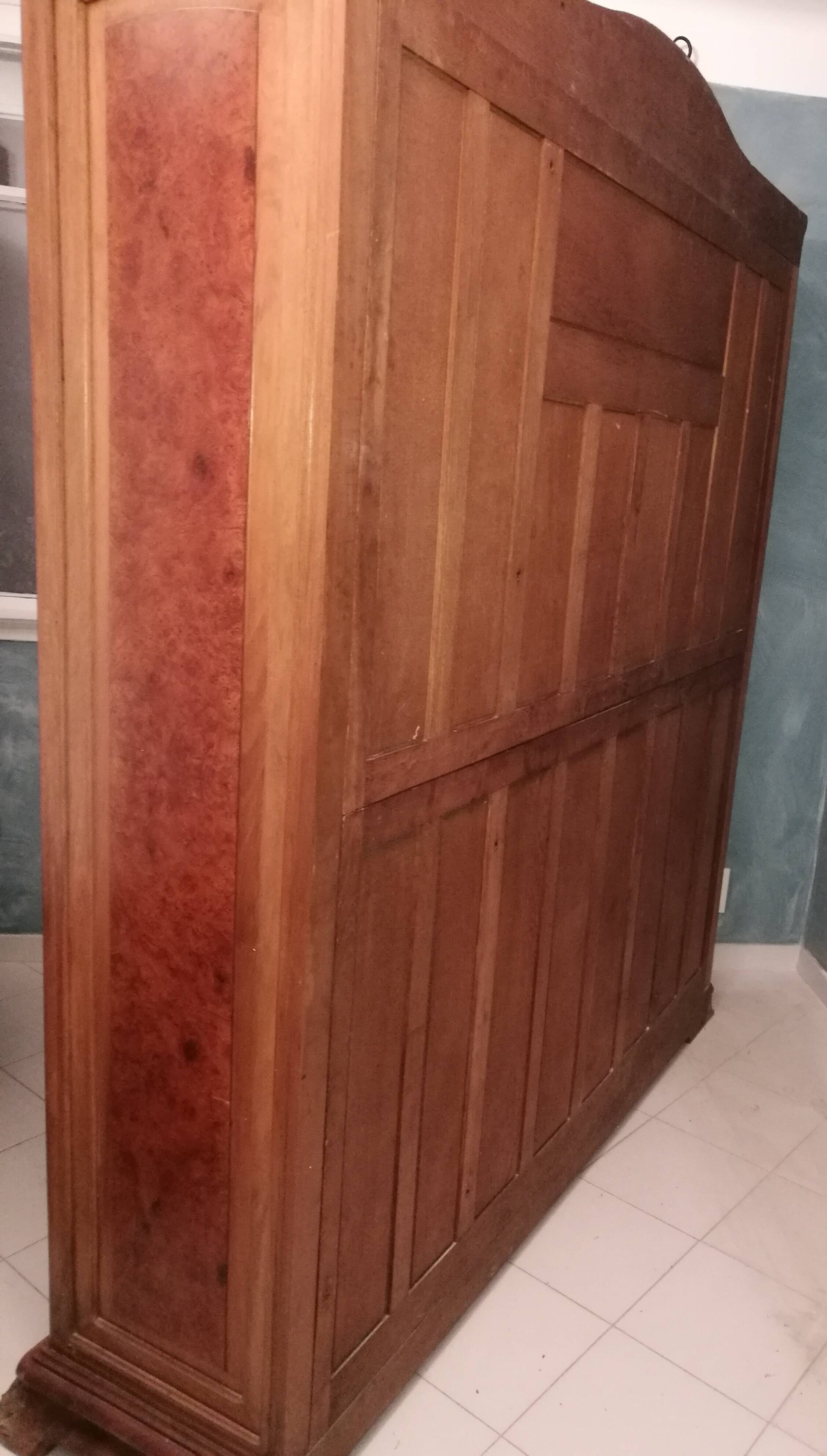 Art Nouveau glass library in walnut burl