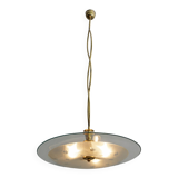 Attributed to Luigi Brusotti Mid-century Italian Glass and Brass Chandelier