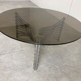Table basse en fil de chrome de l’ère spatiale, années 1970