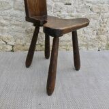 Mountain chair in solid wood, carved with a chisel, around 1960.