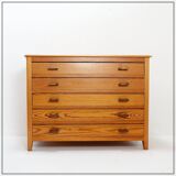 Vintage 5 Drawer Chest of Drawers with brass handles