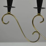 Brass Candelabra with Art Glass Base by Gunnar Ander for Ystad-Metall, Sweden, 1950s