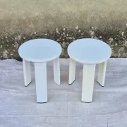 2 TATAY white plastic stools vintage 1970s