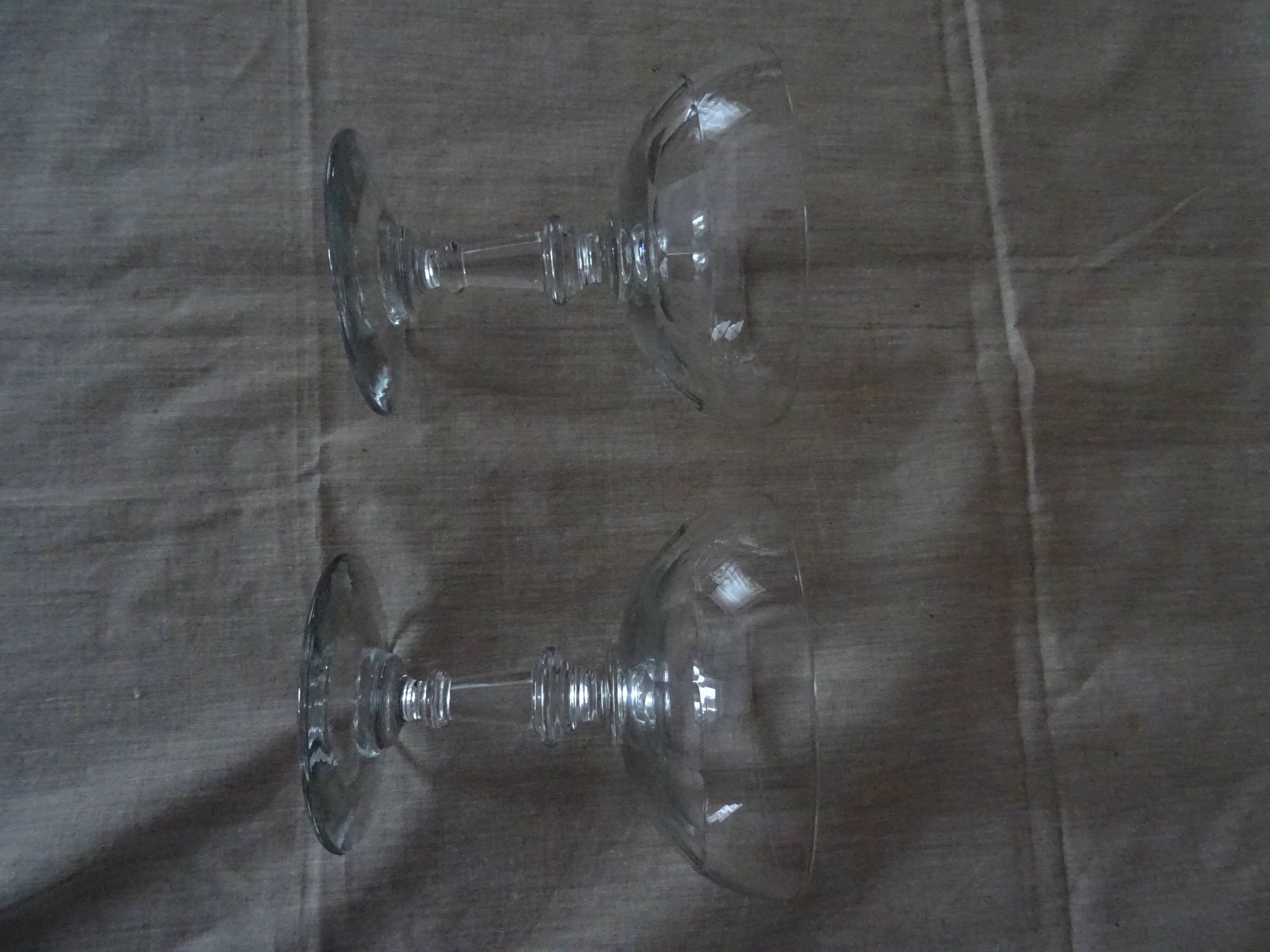 Pair of old champagne glasses crystal faceted louis Philippe