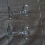 Pair of old champagne glasses crystal faceted louis Philippe
